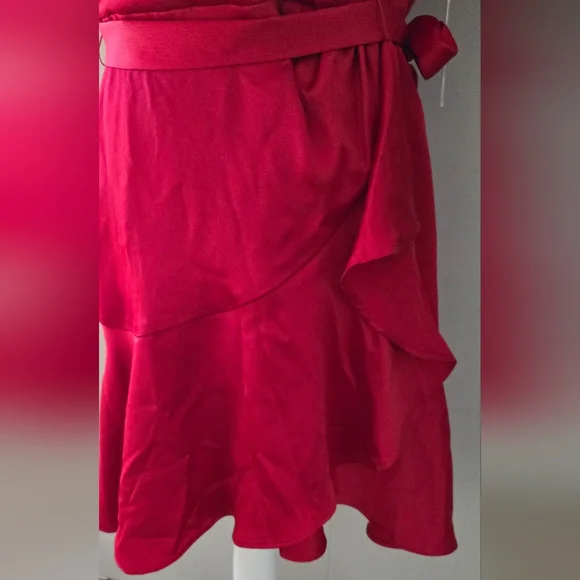 DKNY Red Wrap Mini Dress - Picture 6 of 7